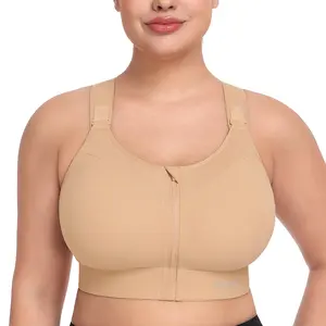 HSIA PowerMove High Support Zip Front Sports Bra Wireless No Bounce Adjustable Wide Straps