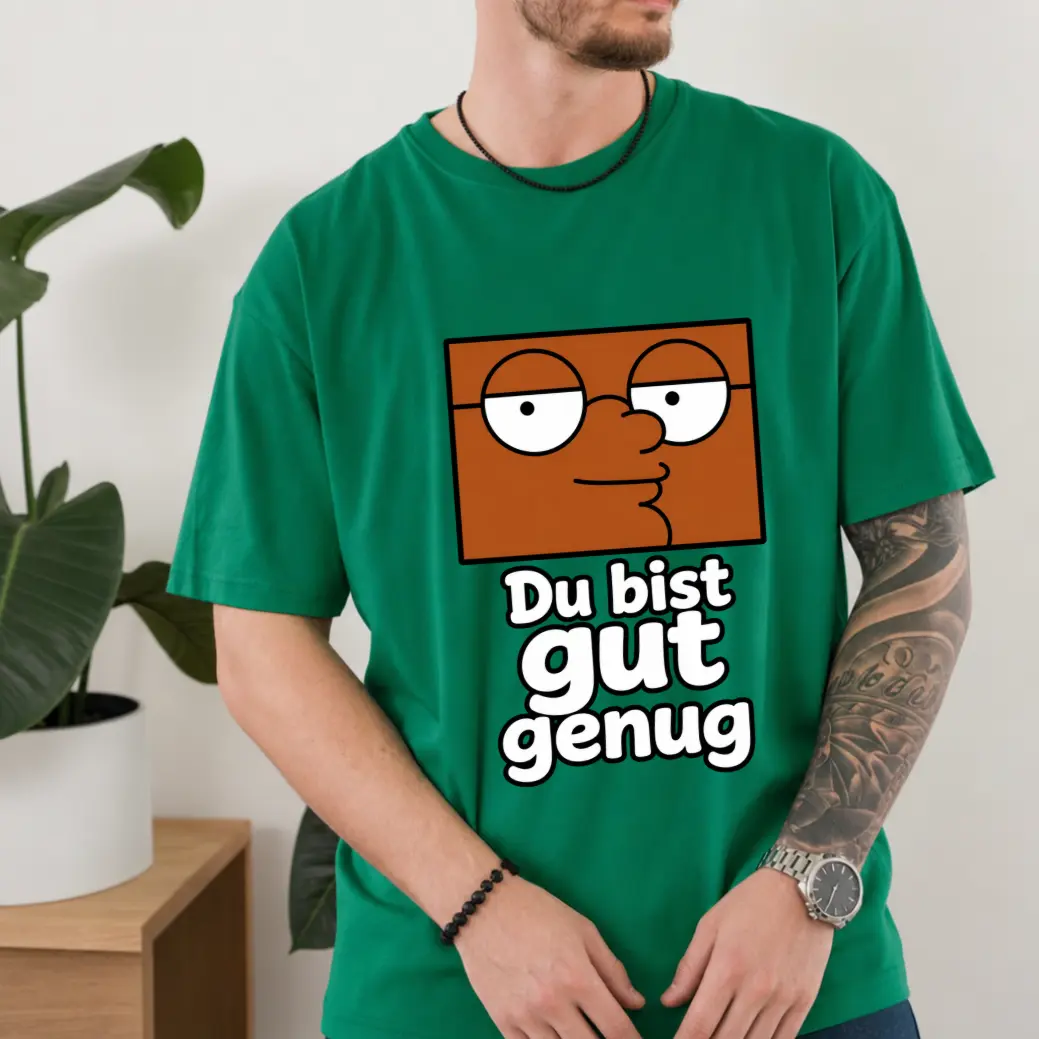 Unisex Funny German Quote T-Shirt with Graphic Print, Casual Lightweight Short Sleeve Crew Neck for Streetwear and All Seasons, Tshirt, Top, German Text Design, Shortsleeve, Soft, Classic, Fabric, Round Neck, Funny Face