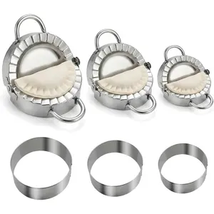 304 Stainless Steel Dumpling Maker Set - Professional 6-Piece Dumpling Press & Empanada Mold Kit (2.9", 3.3", 3.7") Heavy Duty Rust-Proof Pierogi Maker for Gyoza & Ravioli Dishwasher Safe