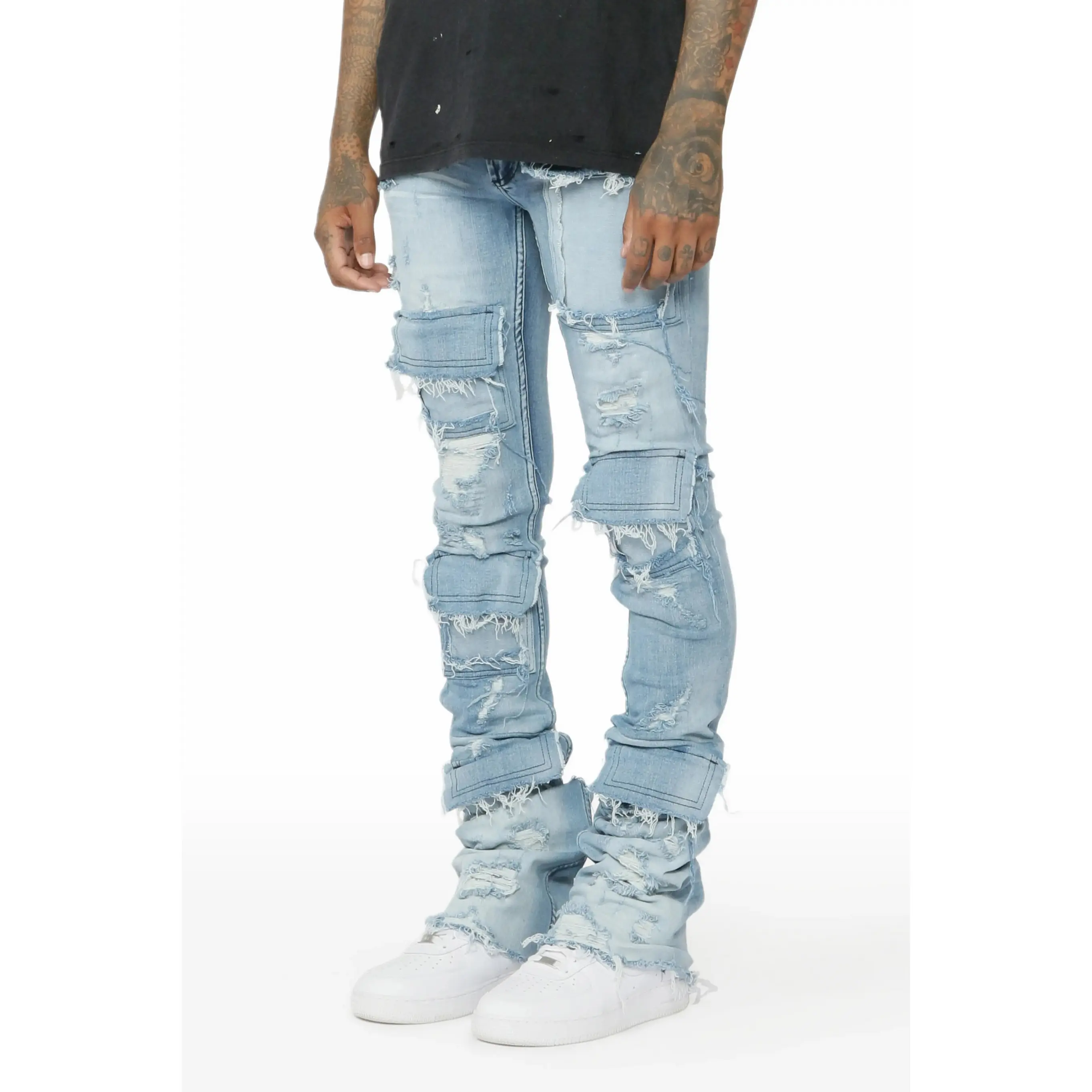 Pooja Blue Super Stacked Flare Jean Pooja Blue Super Stacked Flare Jean