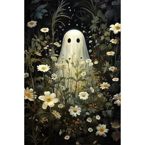 Halloween  Art Kits for Adults. Halloween  Painting kit for Adults  Ghost Full Drill Round  Art 5D  Dots Suitable Home Wall Decor 12x16inch