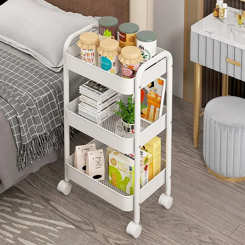3-Tier Rolling Utility Cart with Wheels and Classified Stickers, Multifunction Storage Organizer for Kitchen, Bathroom Home Supplies