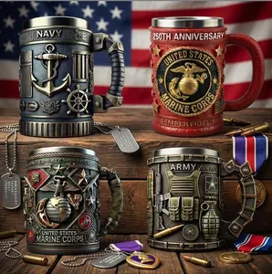 Military 3D Mug Series - 250th Anniversary of the Founding of the United States Army - Resin Crafts, Military 3D Mugs, Resin Coffee Mugs, Military Themes Ceramic