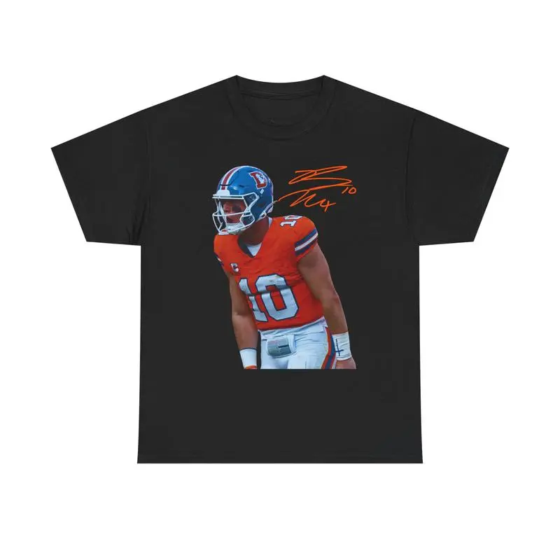 Bo Nix Signature Football Graphic Tee 100% Cotton Shirt Adult Sizing Size Fit S-5XL
