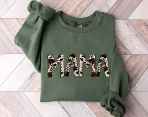 Mama Sweatshirt, Buffalo Plaid Mama Sweatshirt, Cow Pattern Mama Hoodie, Western Mama Sweatshirt, Mom to be Sweatshirt, Mom Gift