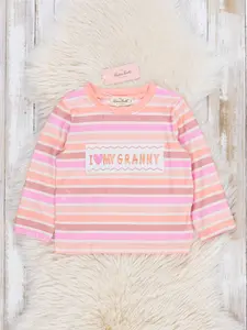 Peach Striped Smocked Granny Love Shirt