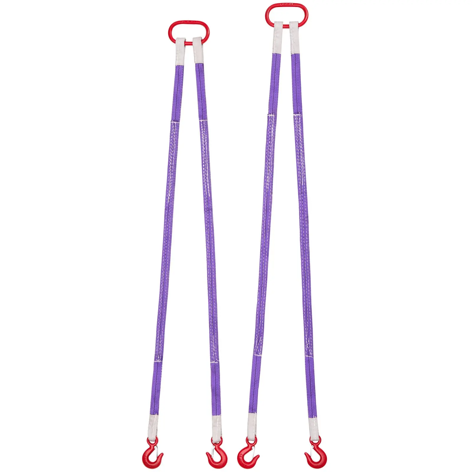 VEVOR Lifting Sling Straps, 2-Piece 2tx1.5m-2.5m 2-Leg Polyester Bridle Sling with Hooks, 4400LB High Capacity, 5ft Heavy Duty Rigging Strap for Factories, Thick Wear-Resistant Webbing for Engines Cranes Hoists Truck, 5 M