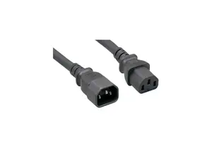 Nippon Labs 16 AWG C13/C14 AC Power Extension Cable, SJT, 13A/250V, IEC-60320-C14 to IEC-60320-C13, Black, 10ft. Power Cord