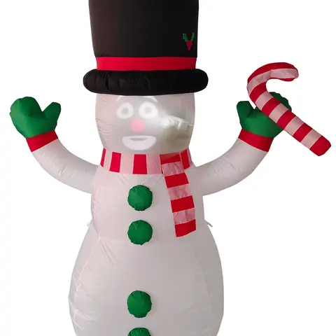 MINDSCOPE FrostByte 7ft Inflatable Talking Christmas Snowman Light Decoration - 7ft Tall Outdoor Festive Party Decor, Front Yard Magnet, Built-in Projector, Speaker, Plug'n Play, LED Lights, Holiday Songs, Inflatable Christmas Decorations
