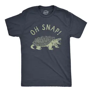 Mens Oh Snap T Shirt Funny Sarcastic Snapping Turtle Joke Tee for Guys Mens Funny T Shirts Cool Vintage Fashion T-Shirt Gift Classic Menswear Funny Animal Short Sleeve Novelty Tees for Guys Navy