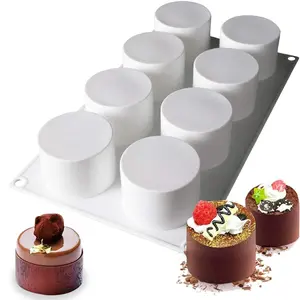 Tall Cylinder Silicone Molds for Mousse Cake, 3D Silicone Baking Mold for Brownie French Dessert Pastry Ice Cream Cake Decoration Mould, Cylinder Shape