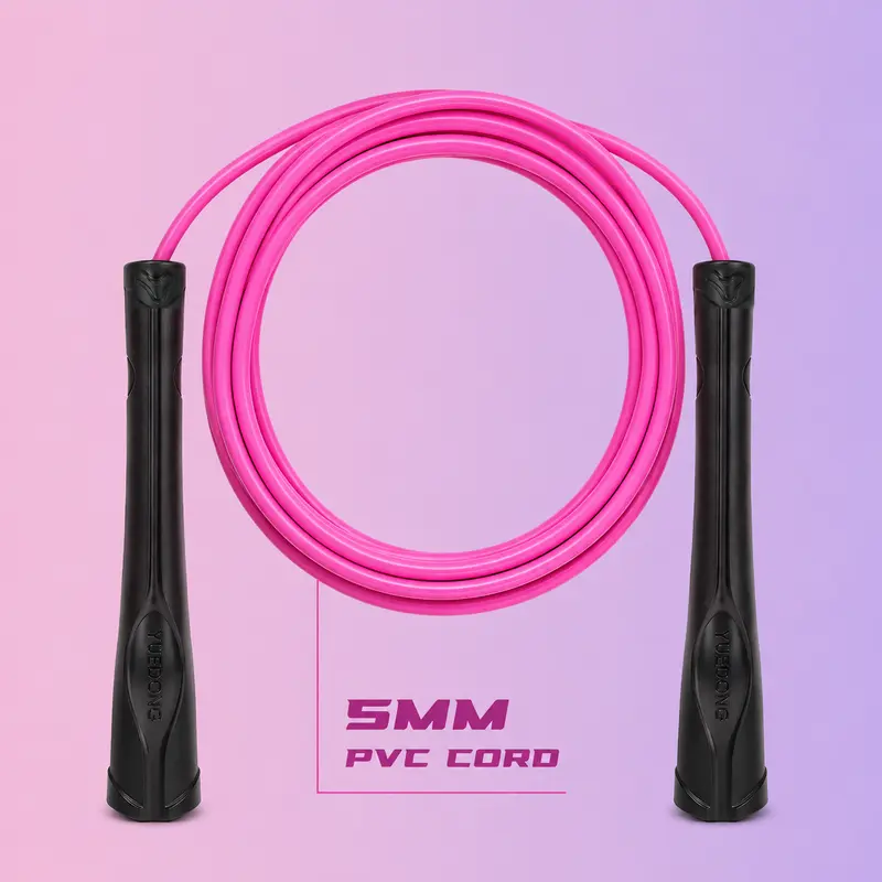 JUMP YUEDONG High-Tensile PVC Fitness Rope - 5mm Thick, 2.9m Length, Ergonomic Matte Handles with Minimalist Grips, Stable Silent Reinforced Core Fitness Equipment for Beginner Home Cardio & Women's Gym Workout