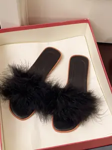 Women's New Plush Slippers, Indoor Outdoor Wear, Fashion Low Heel Wedding Bridesmaid Slippers, Comfortable Textile Upper, Elegant Style