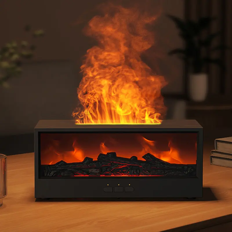 Fireplace Humidifier, Essential Oil Diffuser, Aroma Therapy Machine with 7-Color LED, USB with Wireless Remote Control, Timer and Auto Shut Off, Calming Night Light - Essential for Cozy Home Decor and Office Decor