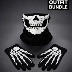 Skeleton Mask And Skull Skeleton Gloves