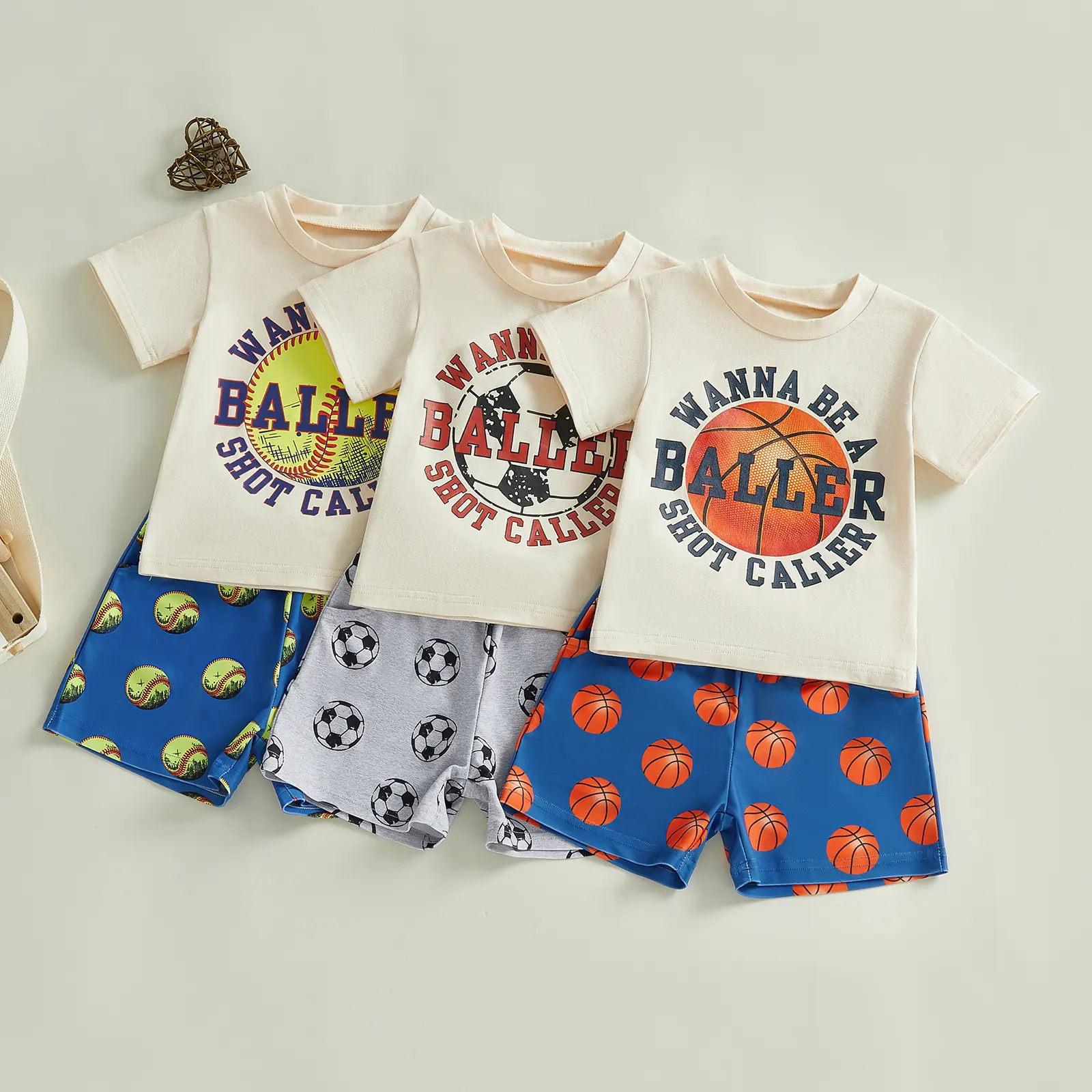 Babamoon Baby Boy 2-Piece Casual Summer Clothes Set - Basketball Print Short-Sleeve T-Shirt, Elastic-Waist Shorts, Baby Boy Clothes for 0-3 Years