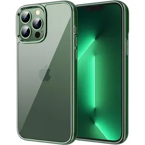 Case for iPhone 13 Pro Max 6.7-Inch, Non-Yellowing Shockproof Phone Bumper Cover, Anti-Scratch Clear Back (Alpine Green) JETech JETech