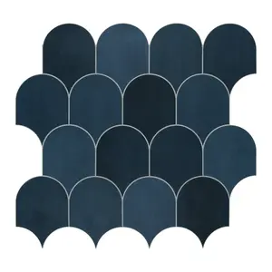 INNO STICKERS 10-Sheet Fish Scale Peel and Stick Backsplash Tile 11.4''x10.9" 3D Blue Scallop Handmade Looks Self Adhesive Wall Tiles for Kitchen Bathroom