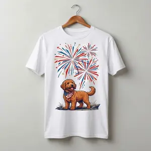 4th of July Patriotic Dog T-Shirt - Choose From 15 Breeds - White, Navy, Ash Gray