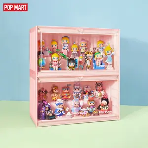 POP MART Lighted Display Box, White-Blush Pink Home Organizer Storage Bin for Collectibles