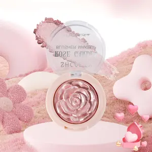 3D Rose Blush Highlighter Powder, Dual Function Blush and Highlighter, Fine Shimmer for Brightening, Long-Lasting Makeup Finish