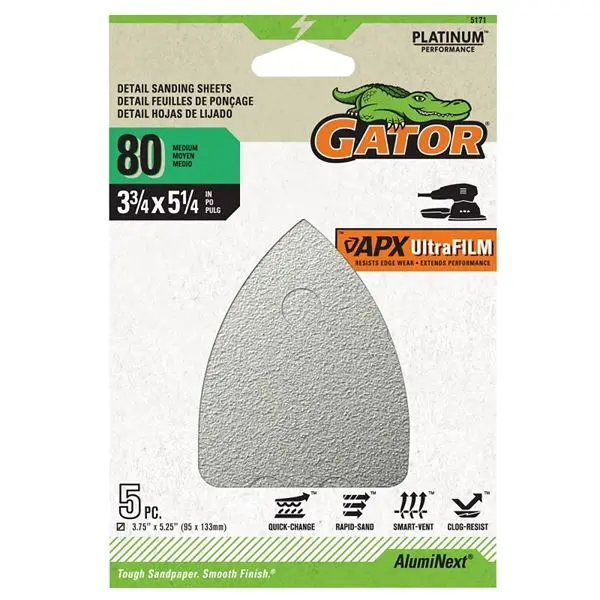 Ali Industries 134859 Mouse Sander Abrasive Sheet - 3.75x5.25 in, 80 Grit - Aluminum Oxide Sanding Paper for Wood, Abrasive Sandpaper, Abrasive Sandpaper Sanding Paper