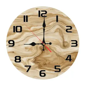12 Inch Natural Wood Texture Wall Clock | Silent Sweep Movement Rustic Organic Design Decor for Entryway, Studio, Home Office, Battery Not Included, Great Gift for Homeowners, Nature Lovers