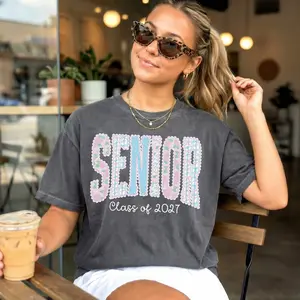 Senior 2027 Floral Pastel T-Shirt, Flower Class of 2027 Shirt Coquette Tee