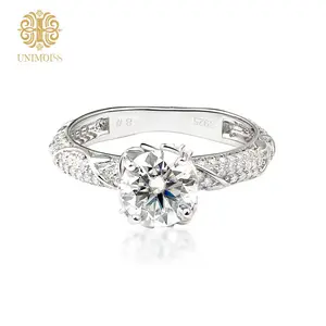 Unimoiss Multi-Stone Lab-Created Moissanite Ultimate Halo Ring.​​ Crafted in hypoallergenic, tarnish-resistant sterling silver. Features a stackable and unisex design.Perfect gift for daily wear, parties, banquets, birthdays, anniversaries, and more.