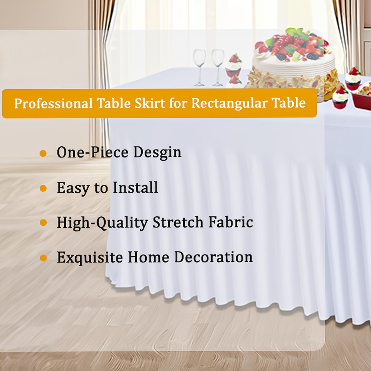 Rectangular Tablecloth Decoration with Skirt - Wrinkle-Resistant Table Cover in Black/White for Weddings, Birthdays, Anniversaries, Graduations, Easter, Hanukkah, Thanksgiving Events