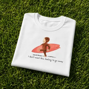 Curious Surfer Monkey Shirt, Nostalgic Summer Beach Graphic Tee, I Don't Want This Feeling To Go Away Vacation Tee