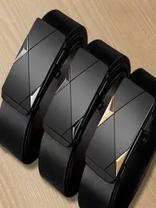Men's Leather Belt, Fashion Automatic Buckle, Cowskin Material, Luxurious Design, Adjustable Sizes 43.31-62.99 Inches, Adjustable Strap Belt