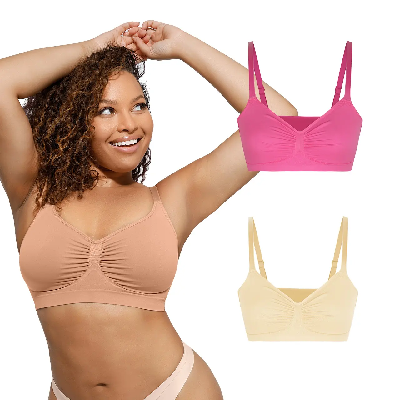 dark skin & Bright Pink & Light Beige 