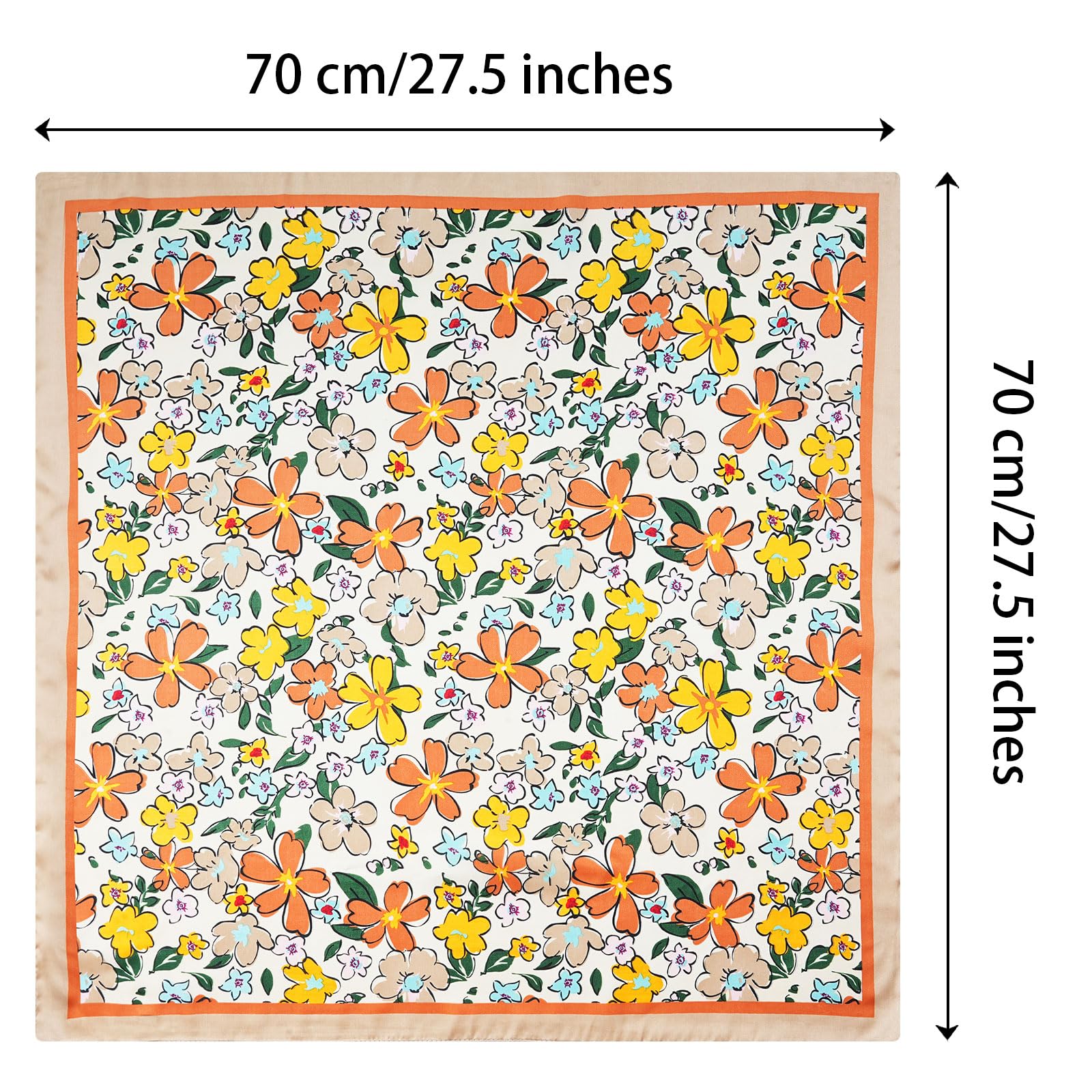 AWAYTR 27.5” Paisley Flowers Pattern Square Head Scarf 4PCS/Set Head Scarves for Women Hair Kerchief Bandanas Neck Scarf Head Wrap