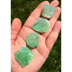 New Moon Beginnings Raw Green Calcite Crystal, Green Color, Clear and Translucent, Natural Shape