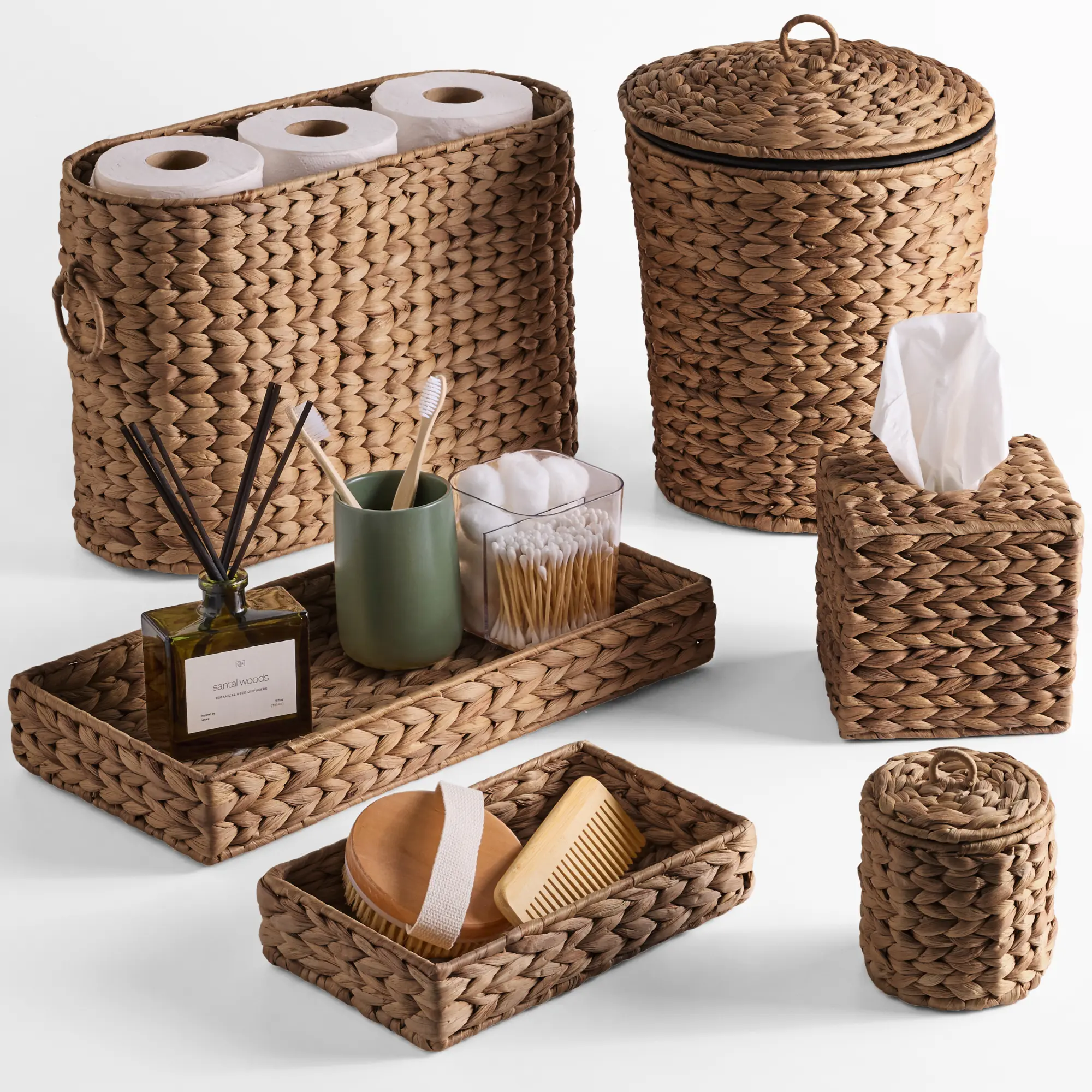 Best Choice Products 6-Pc Water Hyacinth Bathroom Storage Set, Includes Trays, Trash Bin, Toilet Paper Storage, Tissue Box Cover, Garbage Can Best Choice Products 6-Pc Water Hyacinth Bathroom Storage Set, Includes Trays, Trash Bin, Toilet Paper Storage, Tissue Box Cover, Garbage Can