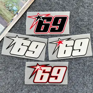 1PC Street #69 Light Cool Decor Sticker (for motorcycle windscreen/creative skateboard/racing backpack) #69 Rider logo design, street passionate & hardcore motorcycle racing trendy vibe Decor sticker + street racing motorcycle-style decor goods