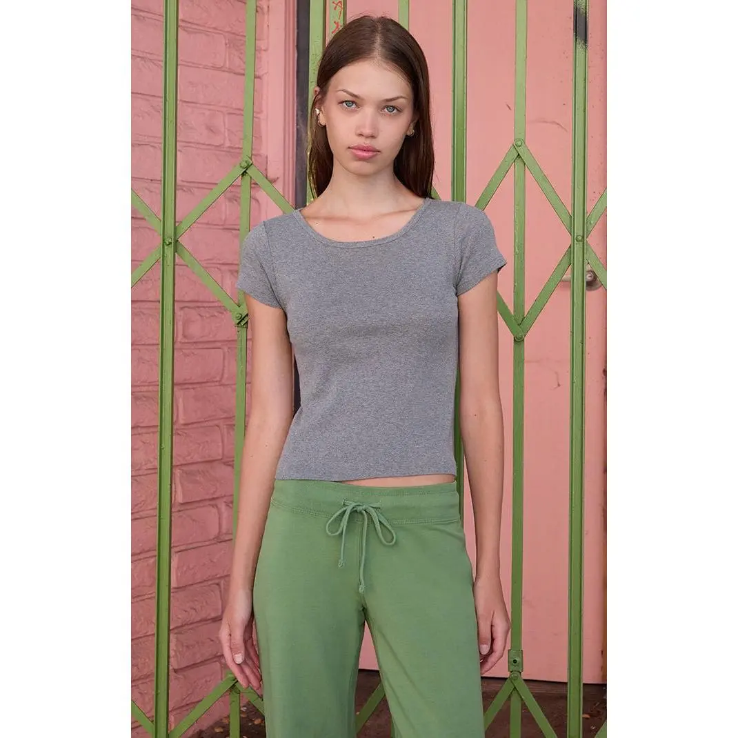 John Galt Women's Gray Ashlyn Short Sleeve Top