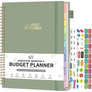 Budget Planner - Monthly Budget Book for Daily Expense Tracking, Business, Debt, Savings, B5 (7.3" x 10.15") Undated Financial Planner with Colorful Tabs Manages Your Money Effectively, Light Green