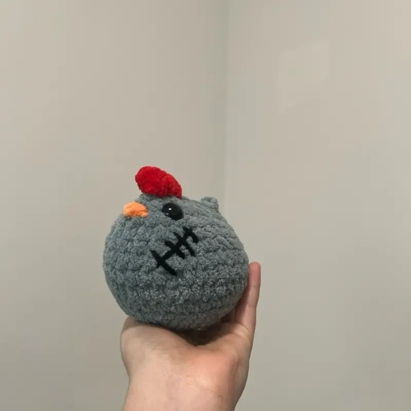 Hand crocheted spooky chicken
