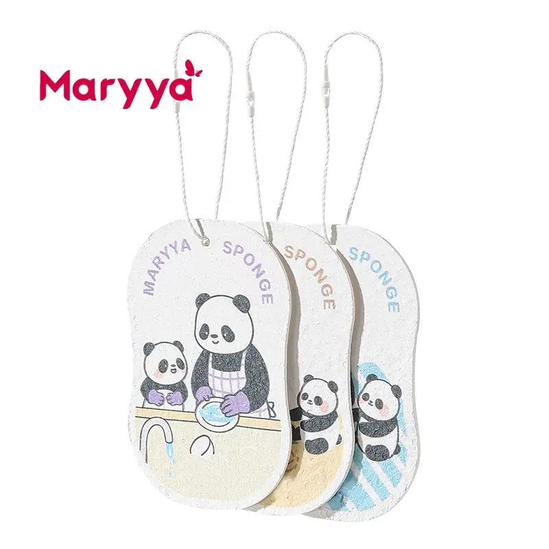Maryya Dopamine Cute Animal Wooden Pulp Cotton Dishwashing Blocks for Home Kitchen Water Absorbing and Stain Removing Compressed Sponge All-Purpose Cloth