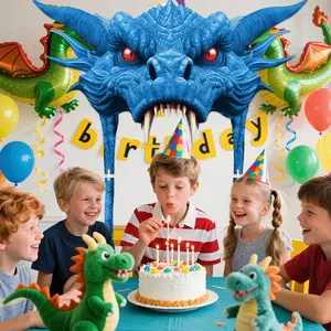 Blue Dinosaur Birthday Party Porch Banner Backdrop Dino Themed Party Door Decoration for Jungle Safari Dinosaur Birthday Party Photo Booth Props