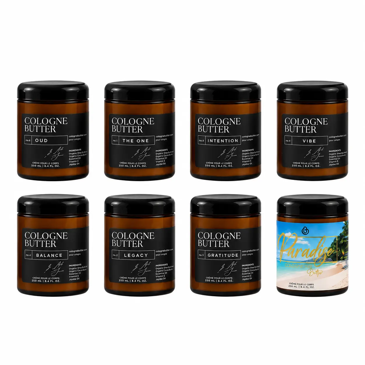 Cologne Butter Luxury Fragrance Body Butter – Scented Moisturizing Skin Butter for men (8 Signature Scents)