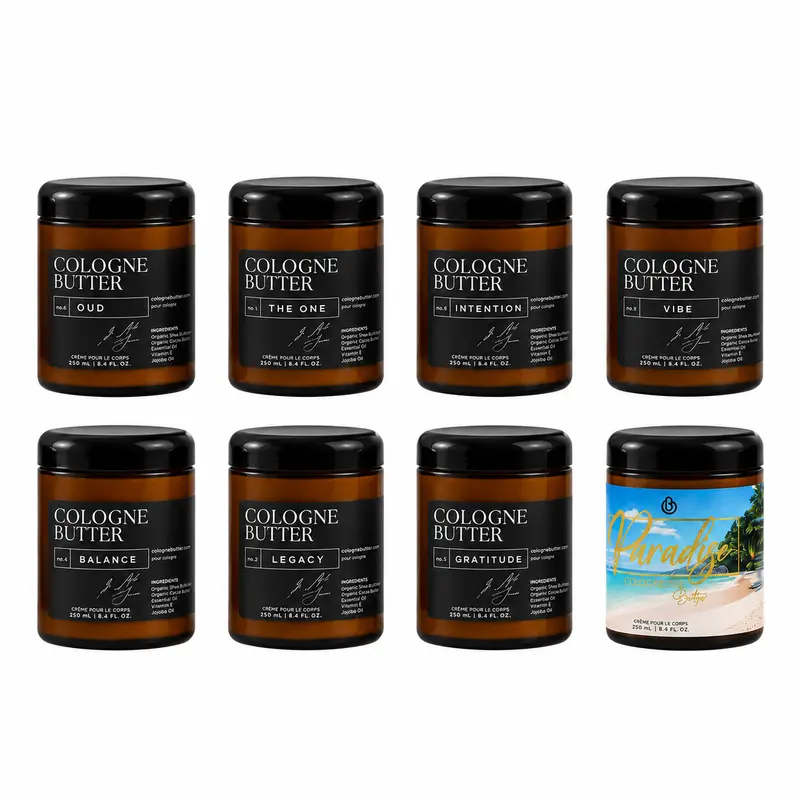 Cologne Butter Luxury Fragrance Body Butter for Adults - Unisex Hydrating All-Skin Moisturizer with Moisture-Boosting Benefits, 8 Signature Scents (Cedar-Vetiver, Amber, Leather, Vibe, Legacy)