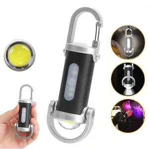 1PC Mini LED Keychain-Portable, with 6 Types of Lighting, with Red and Blue Side Light,USB Charging Pocket Light, Super Bright Multifunctional Flashlight,for Camping, Hiking & Emergencies