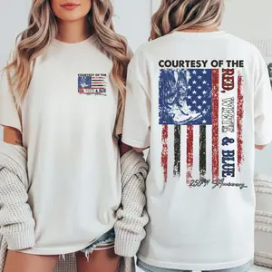 Courtesy Of Red White And Blue 250th Anniversary Flags Shirt, Unisex America Country Music Shirt, Celebrate 4th of July