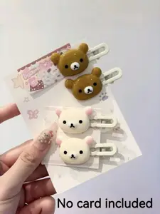 Cute Cartoon Bear Hair Clips Set, Bear Themed, Cute Cartoon Design, Adorable, Sweet and Versatile, Girls Side Hair Accessories, 4 Pieces, Perfect for Daily Use, Gift Option, Everyday Use, Super Cute Clips