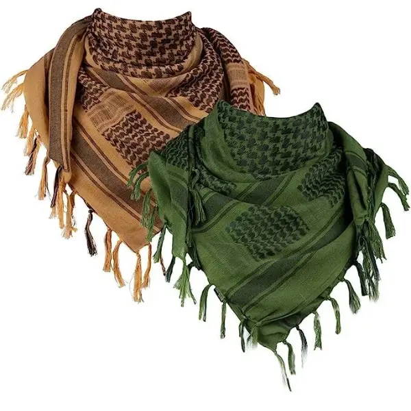 Multifunctional Shemagh Head Scarf - 100% Cotton Keffiyeh Desert Army Wrap