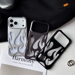 For iPhone 17 Series 3D Flame Pattern Phone Case Texture Cooling Ultra Thin TPU Quality Cover in Silver Black and Gray For iPhone 17Air 17Pro 17ProMax