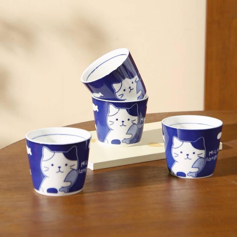 A186. Cute Hand-Painted Cat Ceramic Tea Cup — Premium Household Tea Set